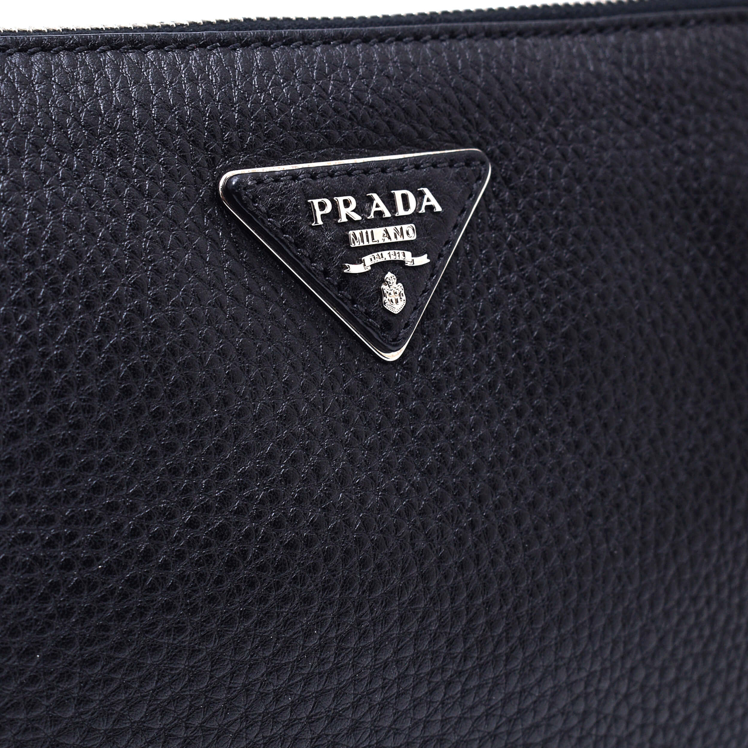 Prada - Black  Vitello Danio Leather Bandoliera Crossbody Bag 